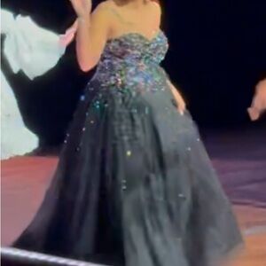 Black Strapless Gown with Sequin Details